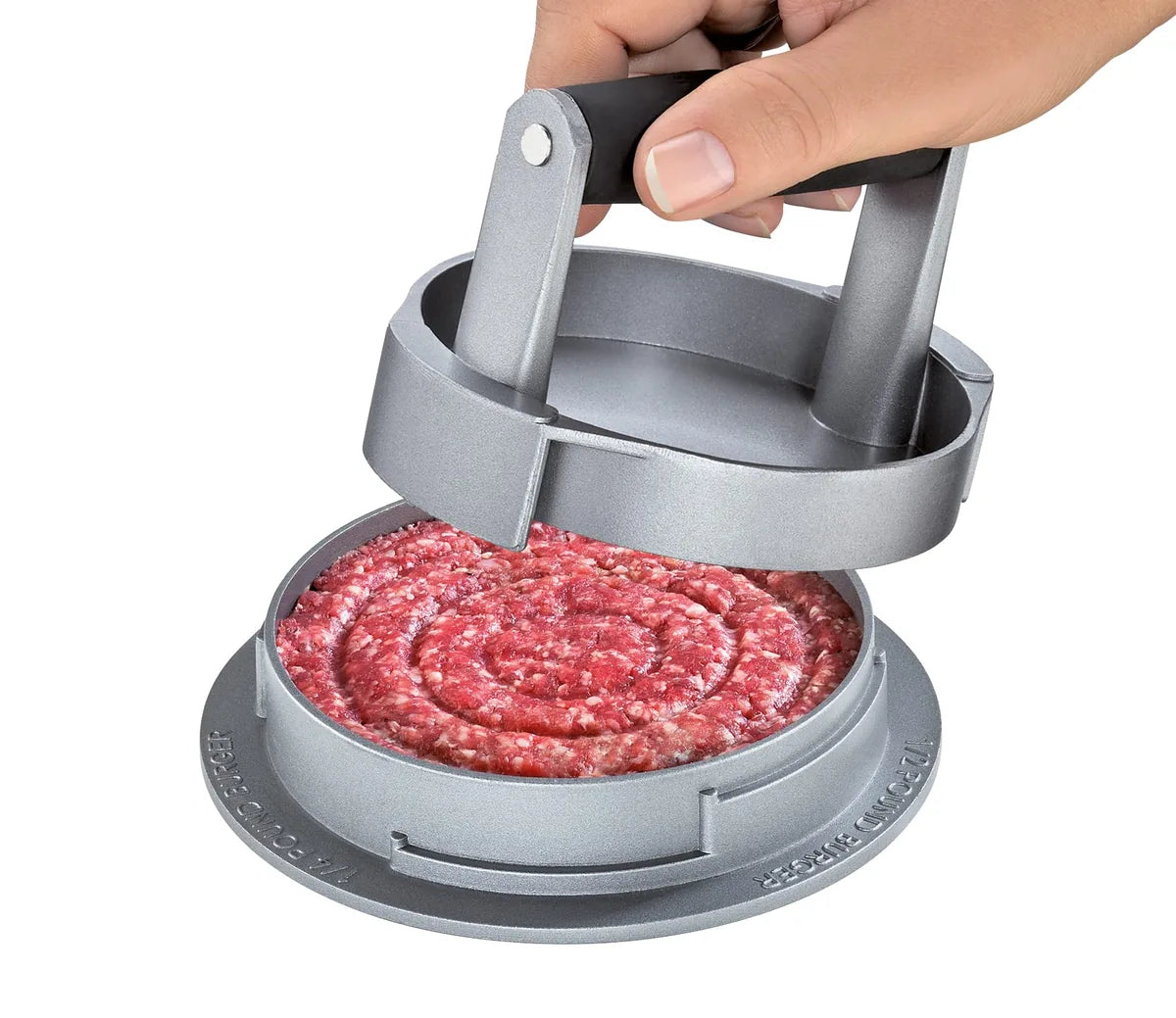 Küchenprofi Pressa per Hamburger Trio in acciaio inox grigio con 3 stampi - Stilmobili