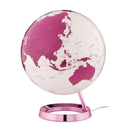 Atmosphere Light & Colour Hot Pink — lampada mappamondo rosa su base abbinata