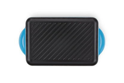 LE CREUSET Griglia rettangolare ghisa smaltata azzurra 32,5 cm per cottura a induzione