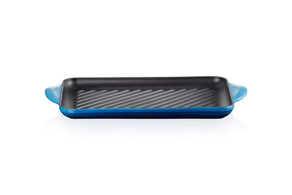 LE CREUSET Griglia rettangolare ghisa smaltata azzurra 32,5 cm per cottura a induzione
