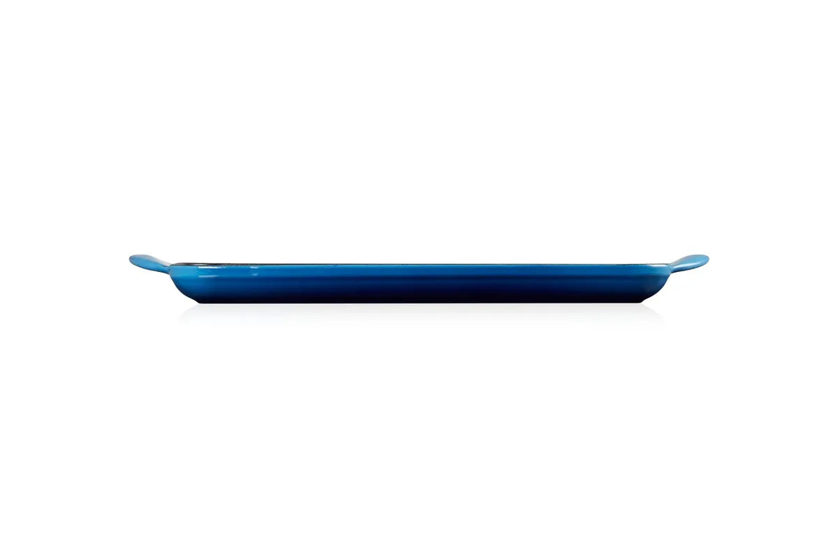 LE CREUSET Griglia rettangolare ghisa smaltata azzurra 32,5 cm per cottura a induzione