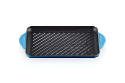 LE CREUSET Griglia rettangolare ghisa smaltata azzurra 32,5 cm per cottura a induzione
