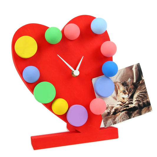 Legnomagia orologio da tavolo Cuore Rosso in legno, design italiano