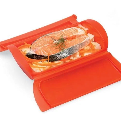 Lékué Set Astuccio Cottura Vapore Silicone con Vassoio e Ricette