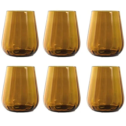 Livellara set 6 bicchieri tumbler in vetro verde trasparente 400ml