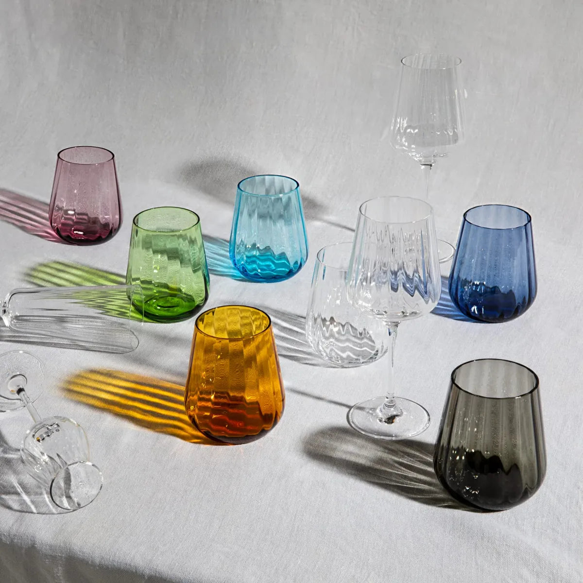 Livellara set 6 bicchieri tumbler vetro verde trasparente 400ml