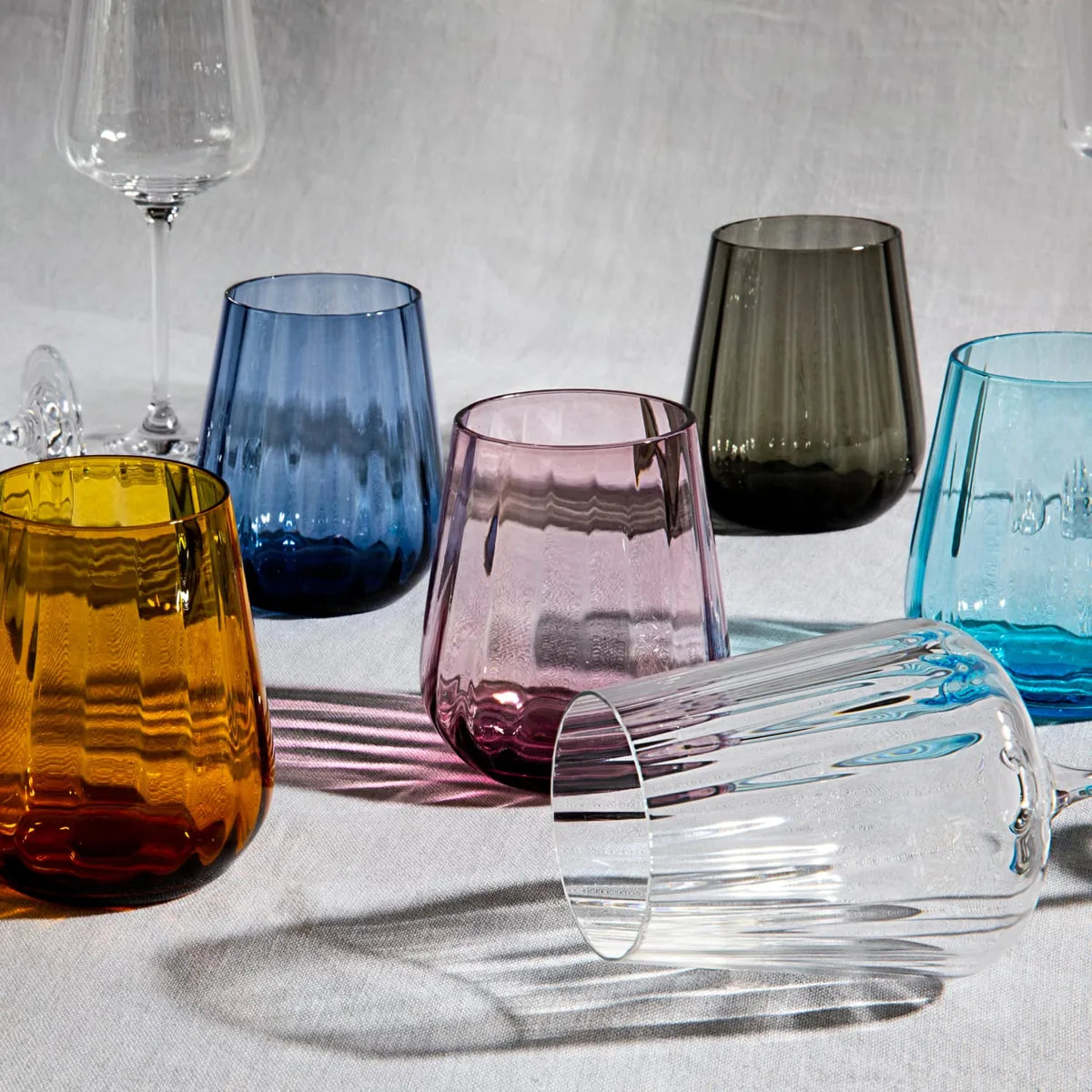 Livellara set 6 bicchieri tumbler vetro verde trasparente 400ml