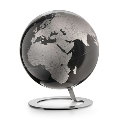 Atmosphere iGlobe Black — mappamondo decorativo nero su base ellittica in acciaio inox