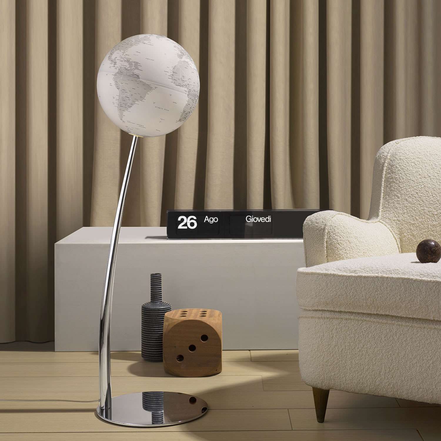 Atmosphere Stem Reflection — lampada da terra design scandinavo, sfera illuminata
