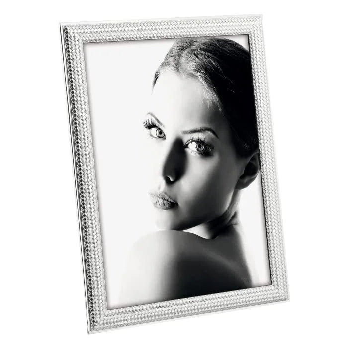 Mascagni portafoto 20x25 metallo fuso argento con schienale velluto