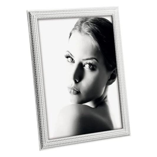 Mascagni portafoto 20x25 metallo fuso argento con schienale velluto
