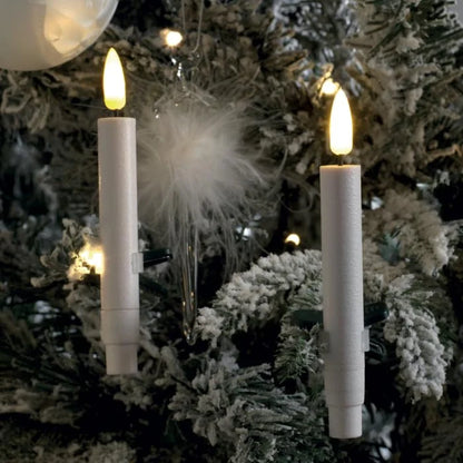 Mascagni Set 10 Candele LED per Albero di Natale 13cm Bianco con clip e fiamma oscillante