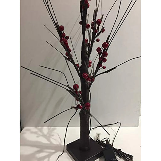 Mascagni albero con bacche rosse 36 luci LED 65cm decorazione natalizia