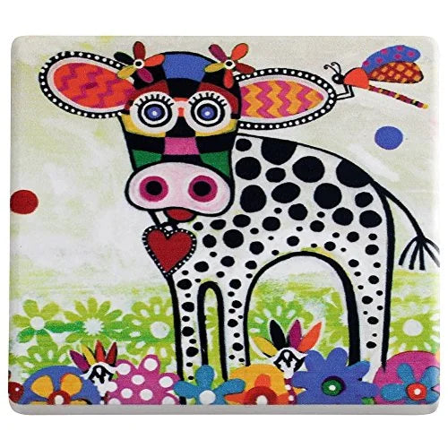 Maxwell & Williams sottobicchiere 9,5cm ceramica bianca con design mucca Betsy e retro sughero