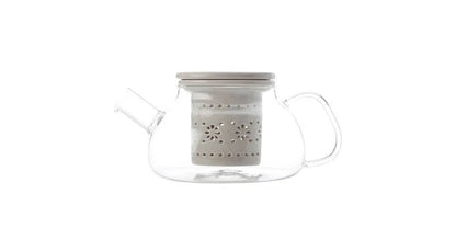 Maxwell & Williams teiera in vetro borosilicato con infusore in ceramica, colori pastello vintage