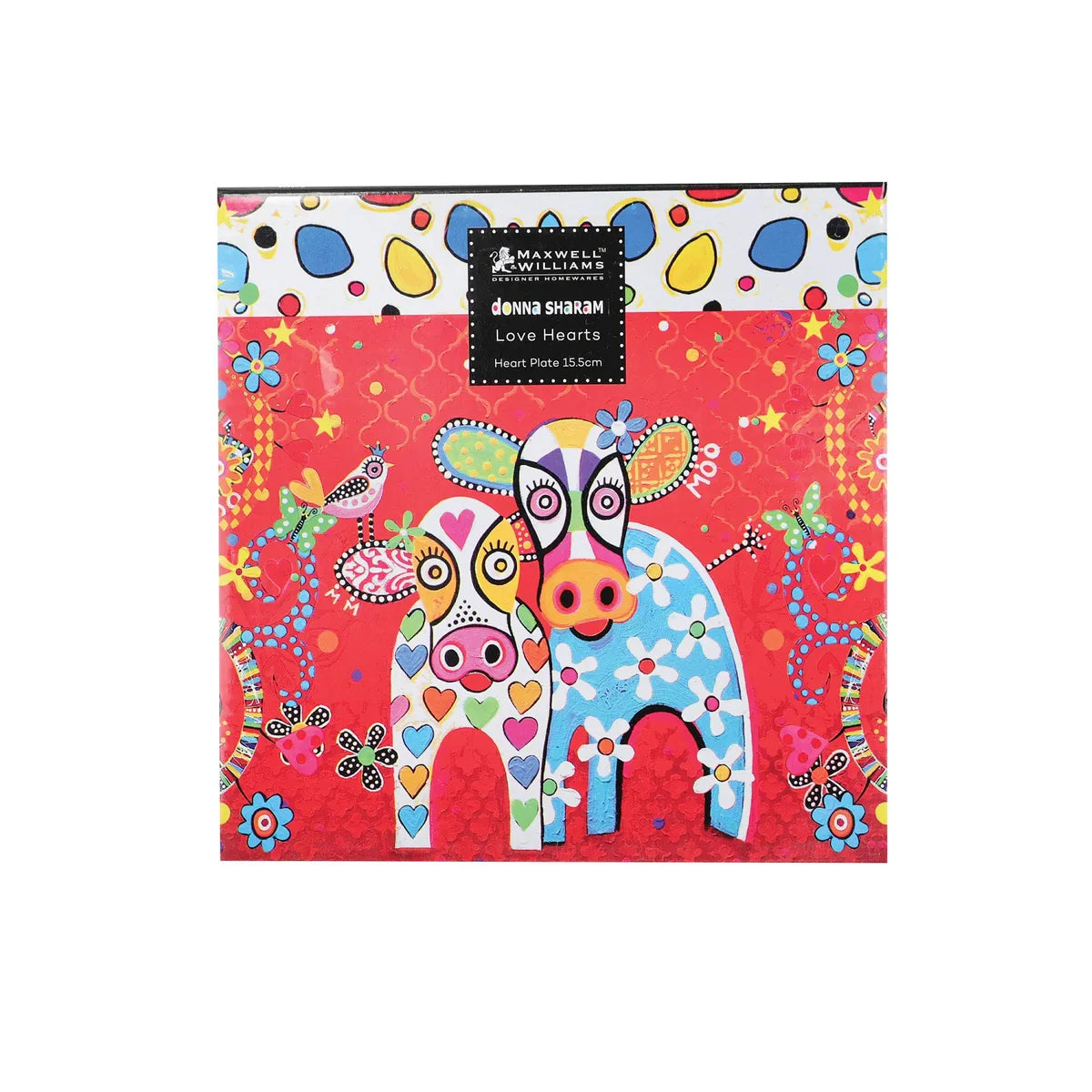 Maxwell & Williams piatto da contorno Love porcellana cuore rosso con mucche e fiori