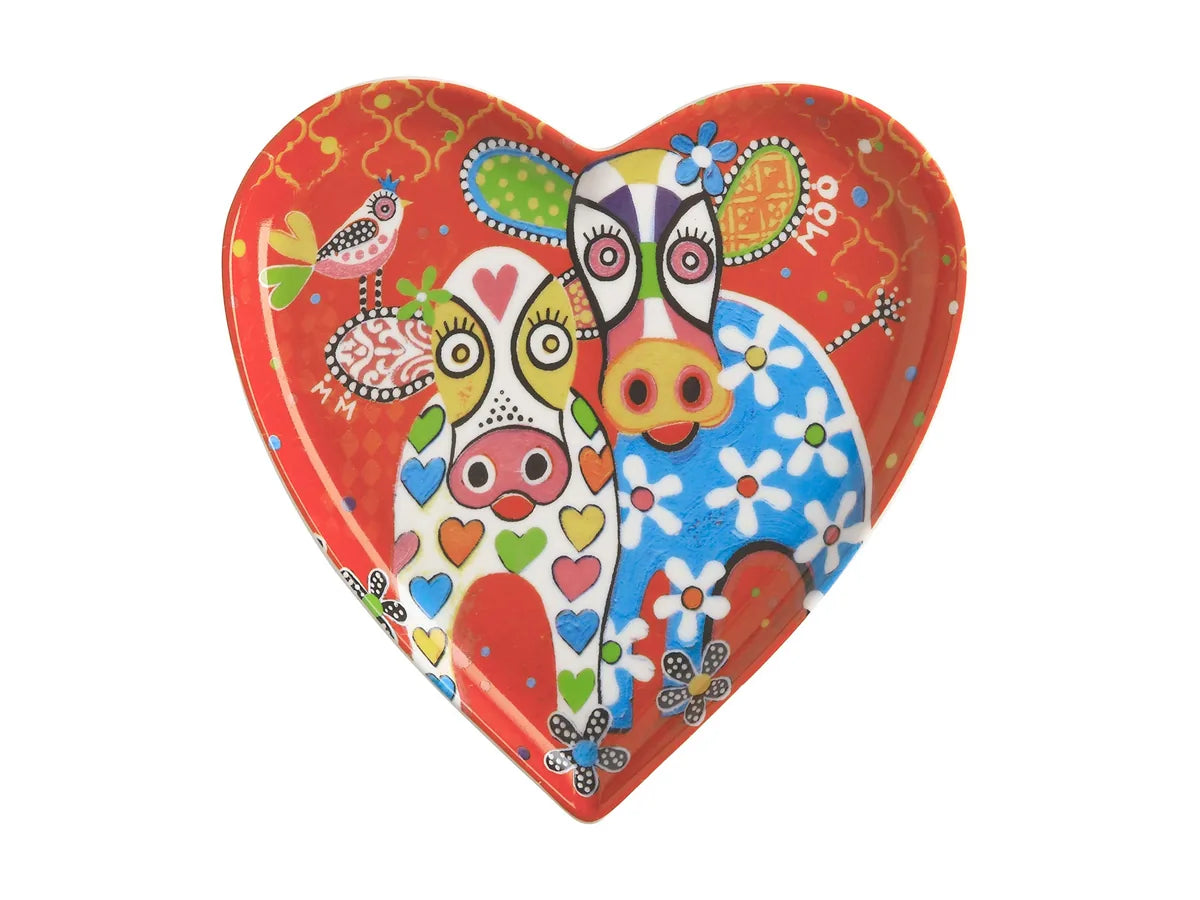 Maxwell & Williams piatto da contorno Love porcellana cuore rosso con mucche e fiori