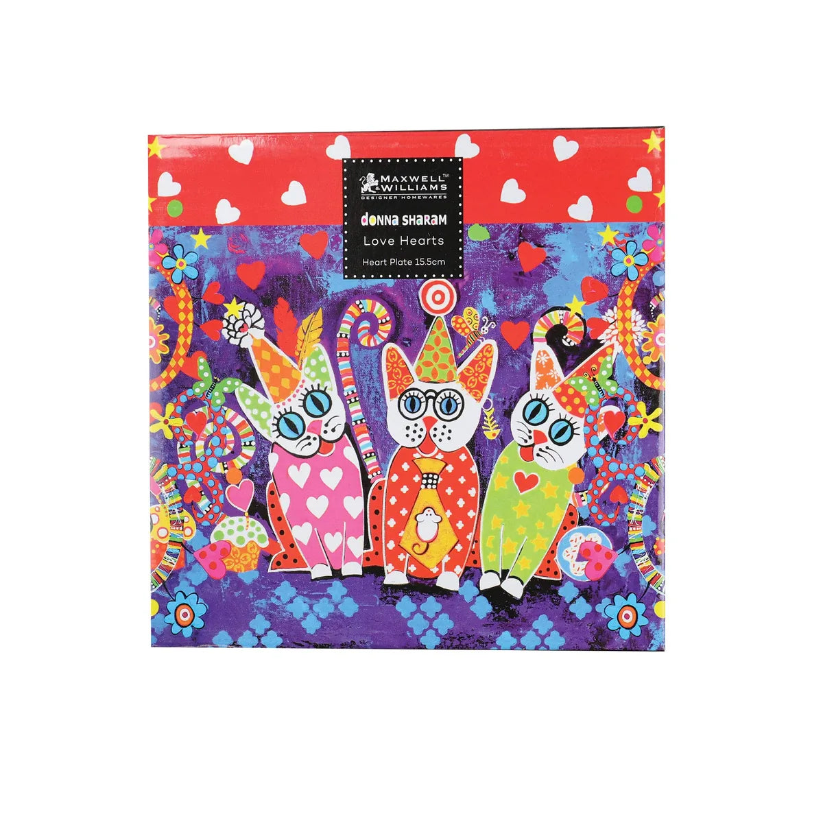 Maxwell & Williams piatto da contorno Love porcellana con cuori colorati e creature fantastiche design Donna Sharam