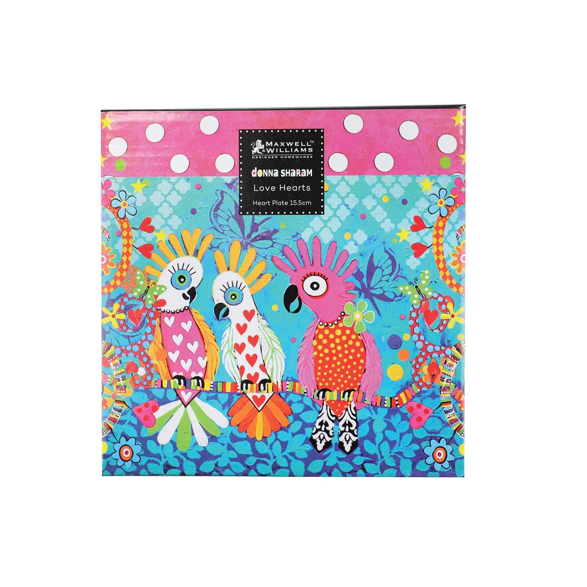 Maxwell & Williams piatto da contorno Love porcellana con cuori colorati e creature fantastiche design Donna Sharam