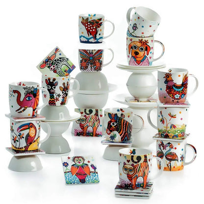 Maxwell & Williams tazza Betsy porcellana con disegno gufo Boobook colorato