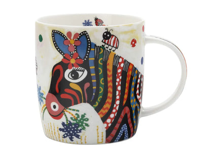 Maxwell & Williams tazza Betsy in porcellana con gufo boobook colorato e foglie in stile stencil