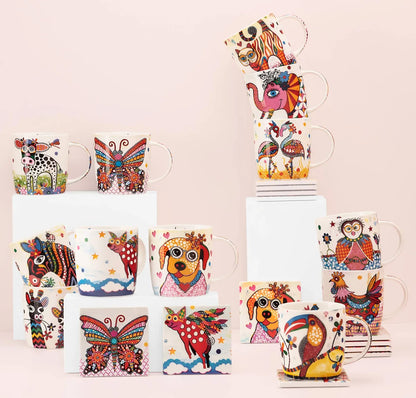 Maxwell & Williams tazza Betsy in porcellana con design Boobook colorato - Stilmobili