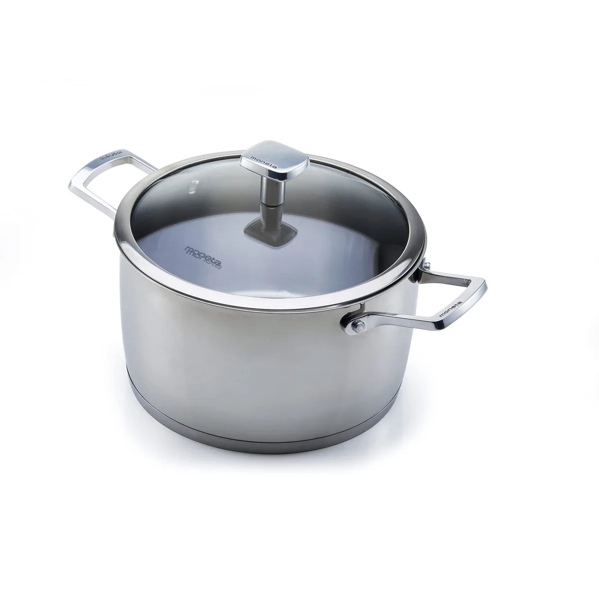 Moneta Accordo casseruola 22cm acciaio inox spazzolato con coperchio vetro e maniglie microfuse