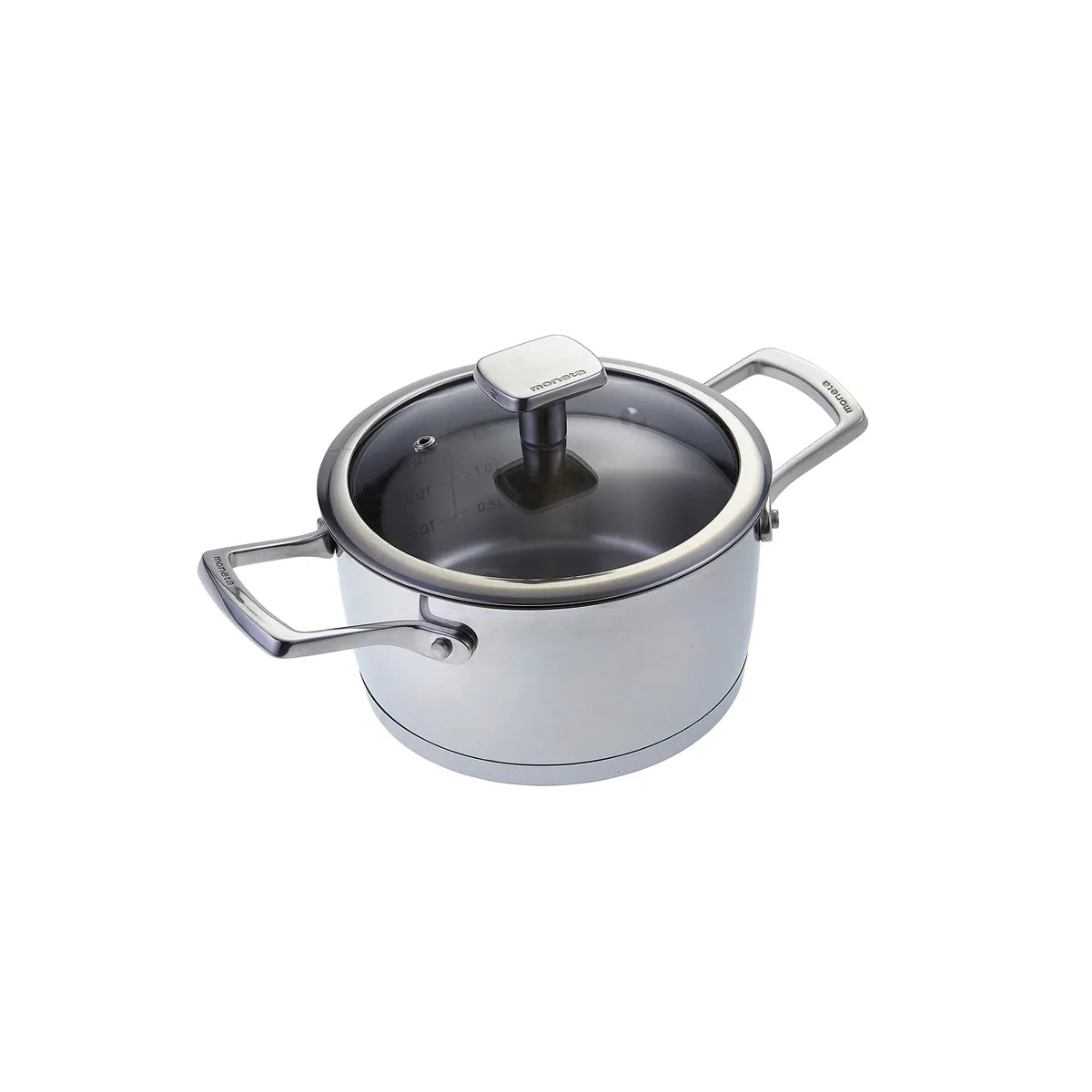 Moneta Accordo casseruola 22cm acciaio inox spazzolato con coperchio vetro e maniglie microfuse