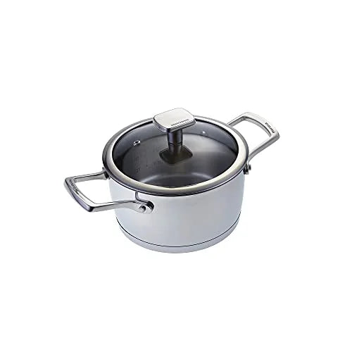 Moneta Accordo casseruola 22cm acciaio inox spazzolato con coperchio vetro e maniglie microfuse