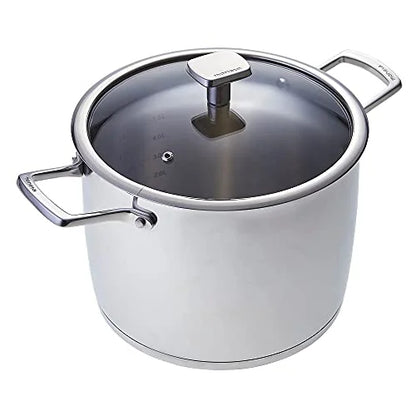 Pentola Moneta Accordo 20cm acciaio inossidabile spazzolato con coperchio vetro e maniglie microfuse