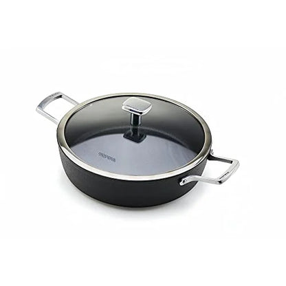 Moneta Armonia tegame 28cm con coperchio nero antiaderente effetto pietra