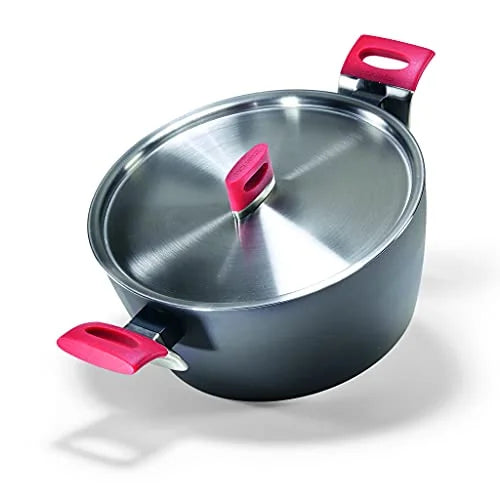 Moneta Casseruola con Coperchio 24cm alluminio forgiato rivestimento FINEGRES naturale