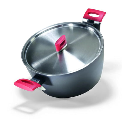Moneta Casseruola con Coperchio 24cm alluminio forgiato rivestimento FINEGRES naturale