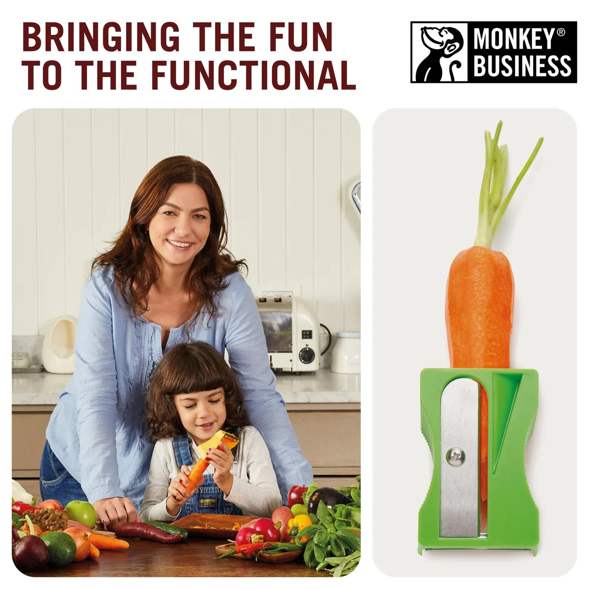 Monkey Business Pelaverdure Verde - Plastica e acciaio inossidabile