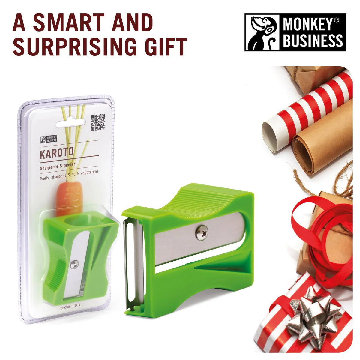 Monkey Business Pelaverdure Verde - Plastica e acciaio inossidabile