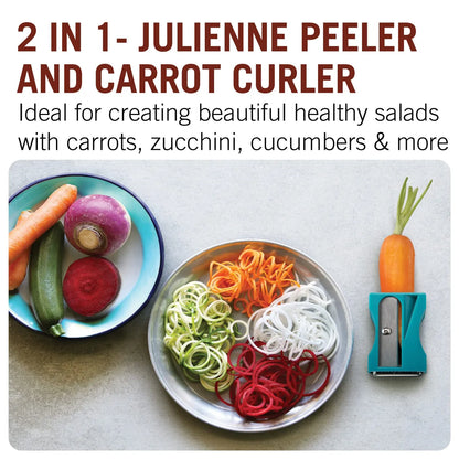 Monkey Business Lama Julienne Turchese - utensile da cucina per verdure a spirale