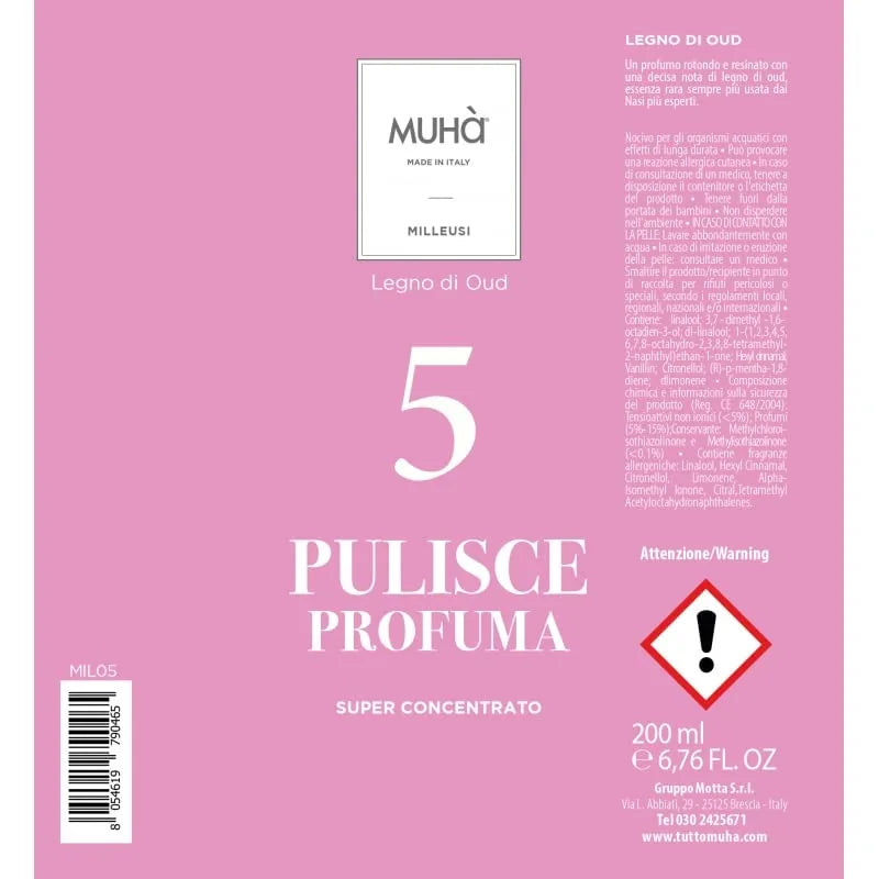 Muhà Deodorante Ambiente Spray Legno di Oud 200ml Rosa - fragranza premium