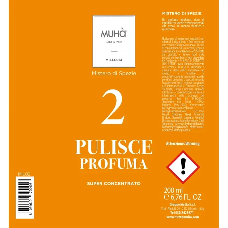 Muhà Deodorante Ambiente Spray 200ml Mistero di Spezie con spezie e resine orientali