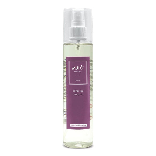 Muhà Deodorante Ambiente Spray 250ml Soffio di Provenza con note di bergamotto e lavanda, flacone trasparente