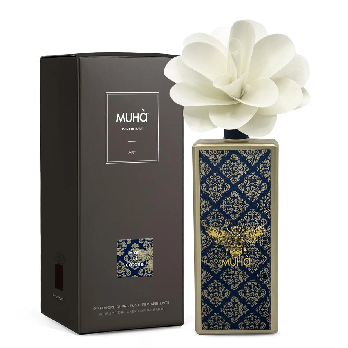 Muhà Art Diffuser profumatore ambiente vetro verniciato diffusore legno betulla fragranza Fiori di Cotone