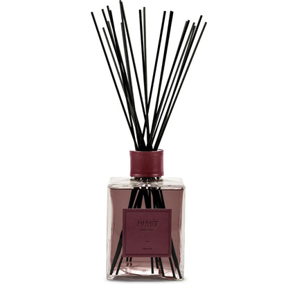 Muhà diffusore profumo ambiente in vetro con bastoncini, fragranza cedro bergamotto, design geometrico lineare