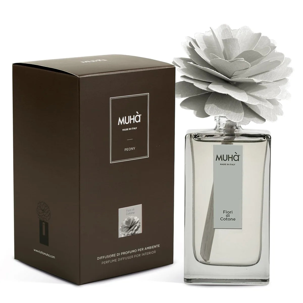 Muhà Peony Diffuser profumatore ambiente in vetro con diffusore peonia legno betulla - Stilmobili