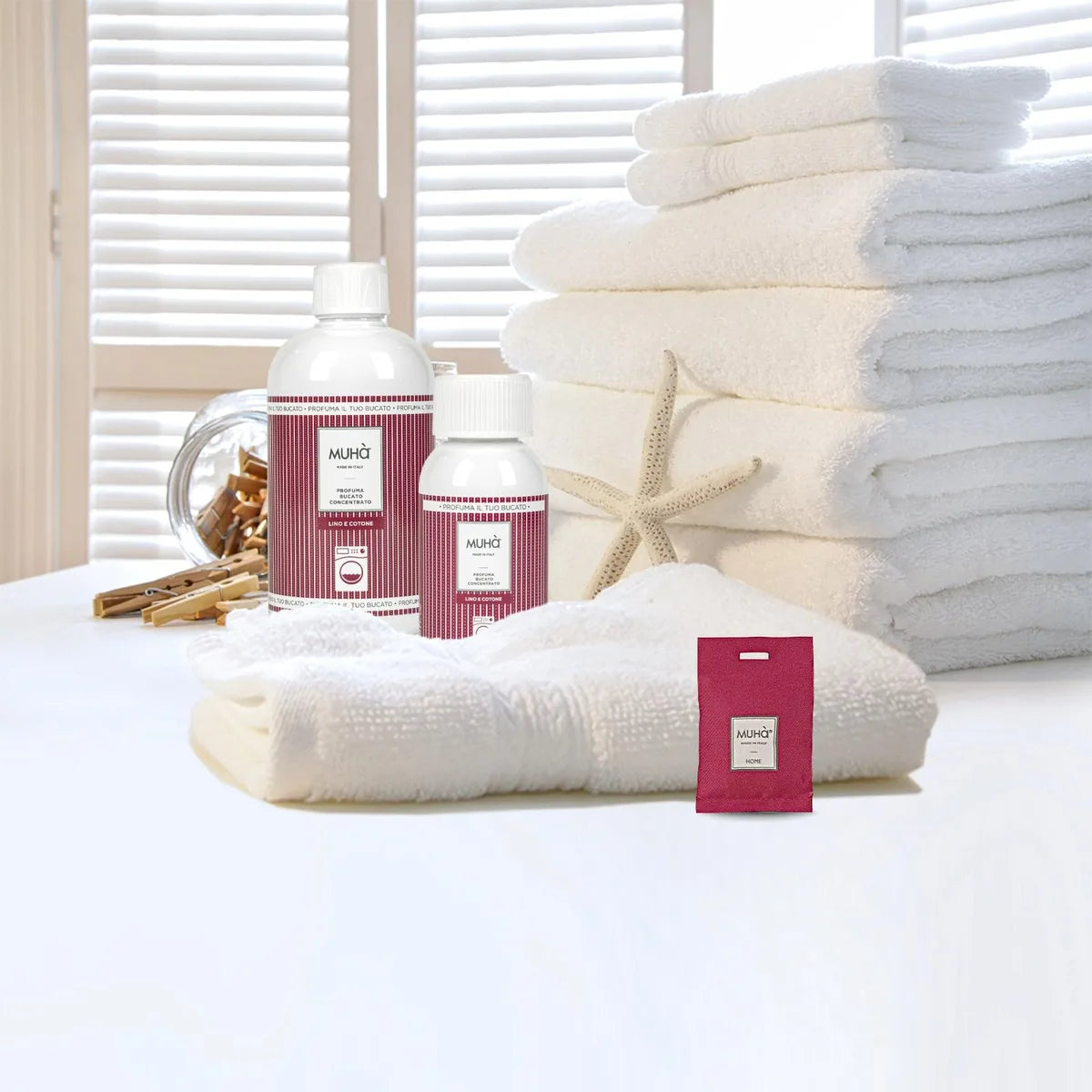 Muhà Profuma Bucato Lavatrice 100ml Lino e Cotone - fragranza intensa con alghe marine e lavanda