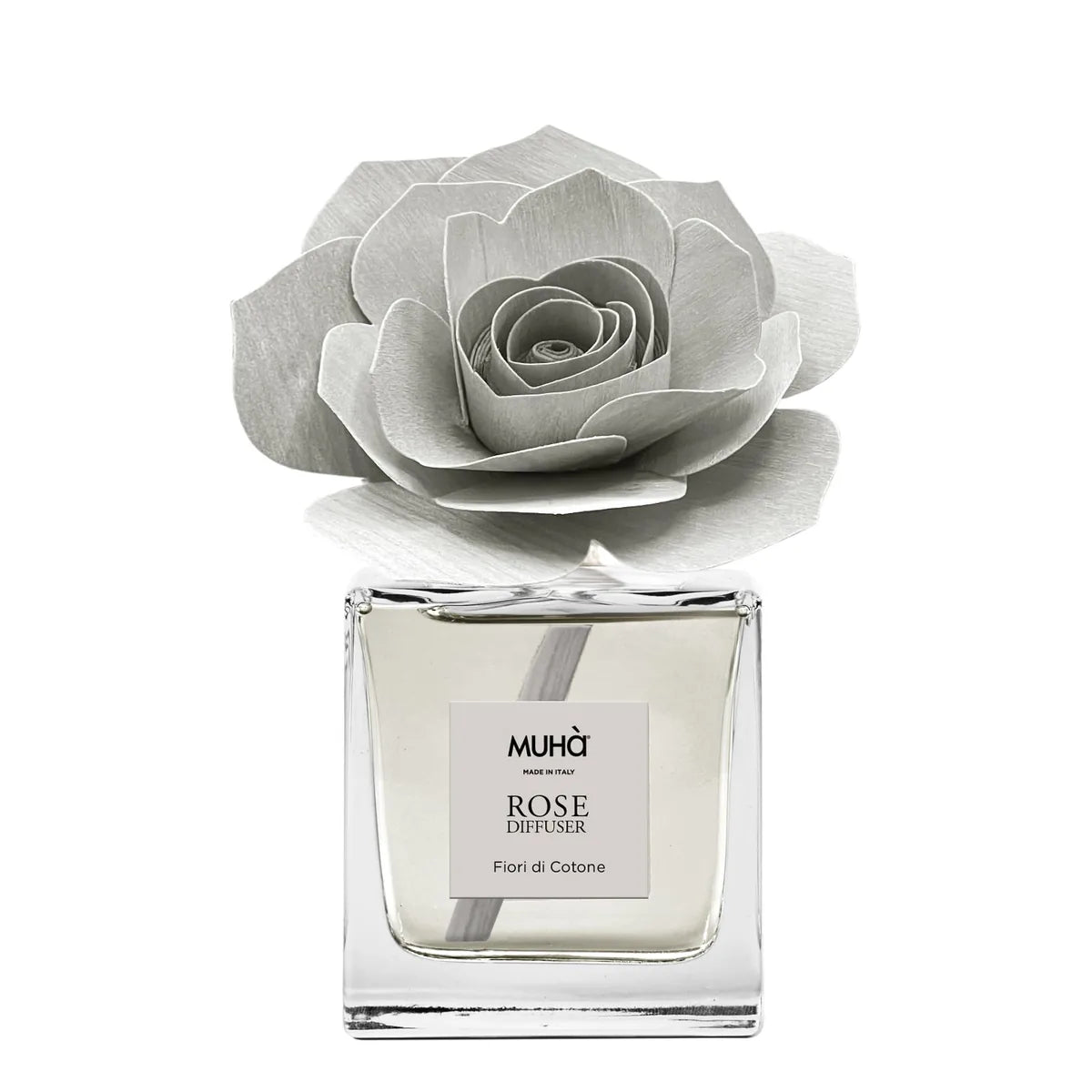 Muhà diffusore profumo Fiori di Cotone vetro e legno betulla naturale rosa