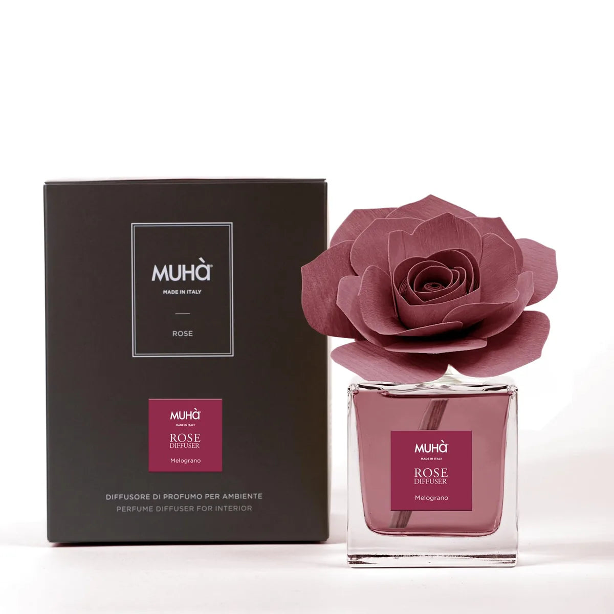 Muhà Melograno diffusore profumo 100ml vetro e legno betulla naturale - Stilmobili