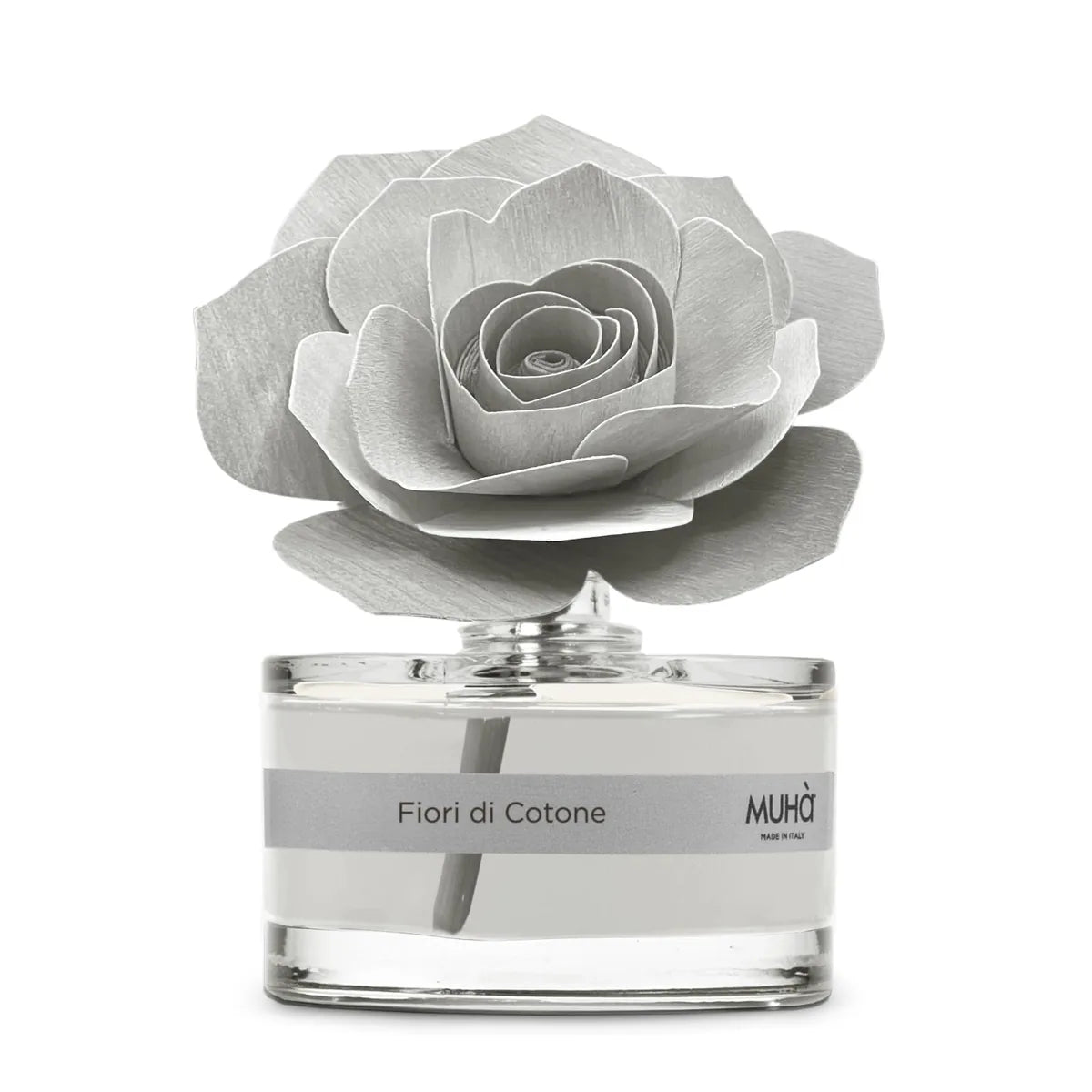 Muhà Diffusore Profumo Fiori di Cotone 50ml vetro con rosa legno betulla naturale