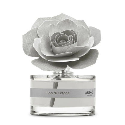 Muhà Diffusore Profumo Fiori di Cotone 50ml vetro con rosa legno betulla naturale