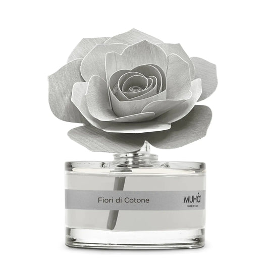 Muhà Diffusore Profumo Fiori di Cotone 50ml vetro con rosa legno betulla naturale