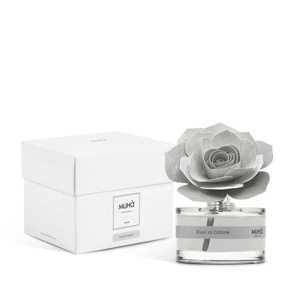Muhà Diffusore Profumo Fiori di Cotone 50ml vetro con rosa legno betulla naturale
