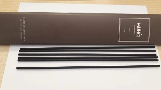 Muhà Set 8 Bastoncini 27cm fibra sintetica nero profumatore